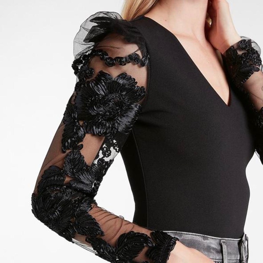 Beautiful ornate express sheer floral top NWT